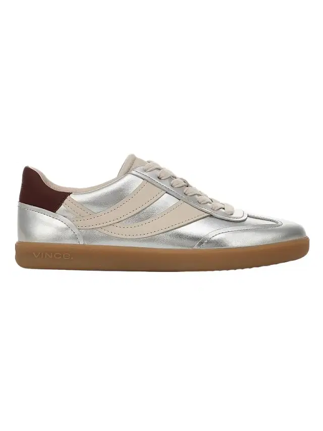 Vince Women's Oasis Leather Low-Top Sneakers - Silver Flax