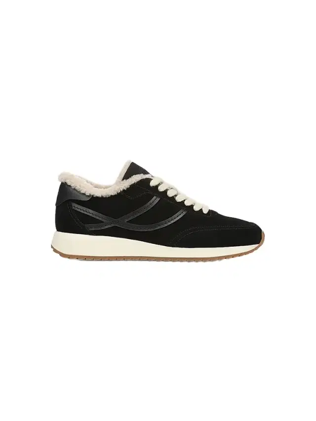 Vince Women's Santa Monica Shearling & Suede Low-Top Sneakers - Black