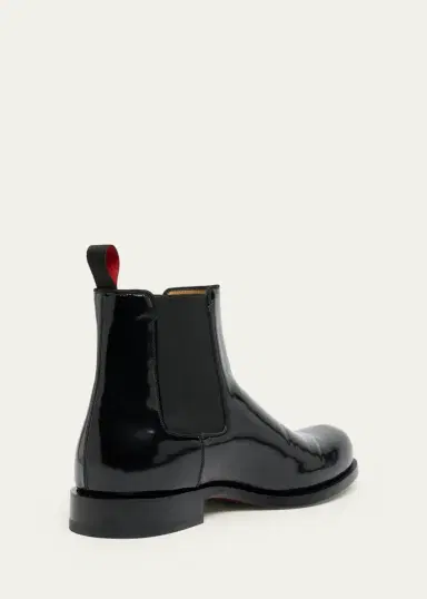 Christian Louboutin Men's Choucair Patent Leather Chelsea Boots | Thumbnail 2