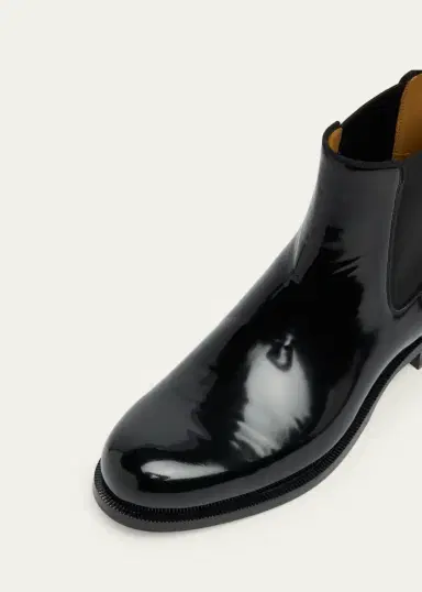 Christian Louboutin Men's Choucair Patent Leather Chelsea Boots | Thumbnail 3