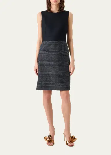 Akris Prince Of Whales Wool Double-Face Sleeveless Dress | Thumbnail 2 Akris Prince Of Whales Wool Double-Face Sleeveless Dress | Thumbnail 2