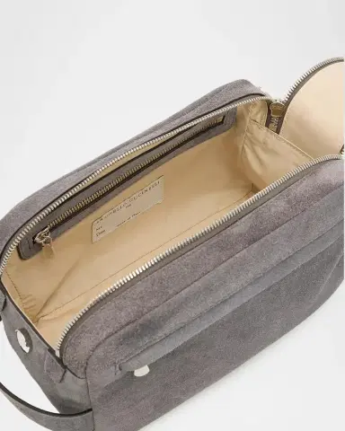 Brunello Cucinelli Men's Leather Wide-Mouth Toiletry Bag | Thumbnail 3 Brunello Cucinelli Men's Leather Wide-Mouth Toiletry Bag | Thumbnail 3