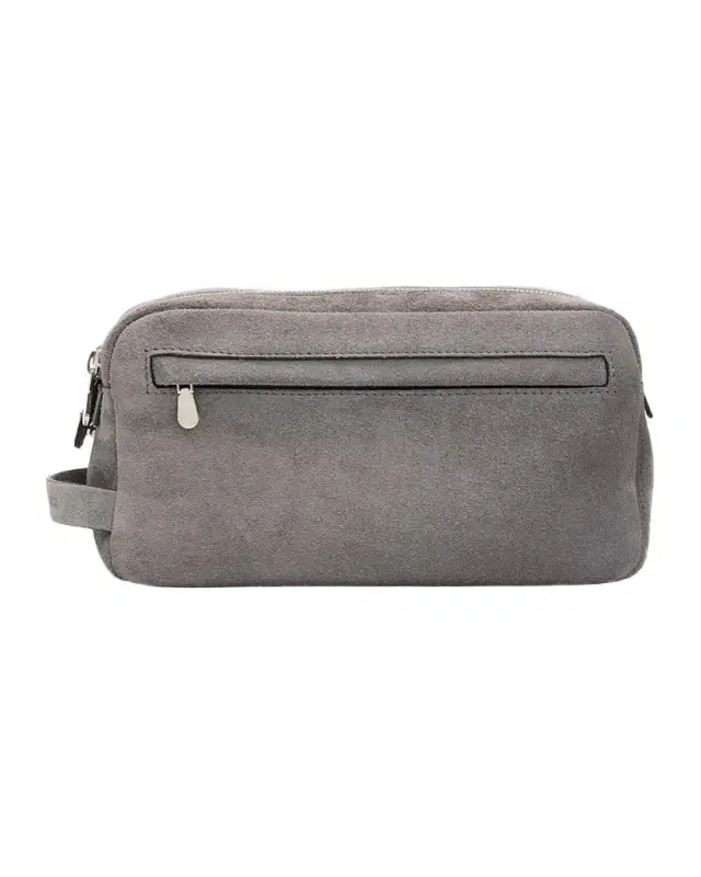 Brunello Cucinelli Men's Leather Wide-Mouth Toiletry Bag