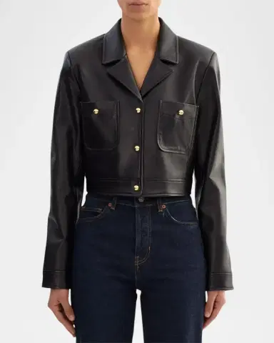 LAMARQUE Lorena Leather Crop Jacket | Thumbnail 2