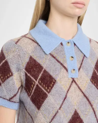 TANYA TAYLOR Camilla Argyle Polo Sweater | Thumbnail 5 TANYA TAYLOR Camilla Argyle Polo Sweater | Thumbnail 5