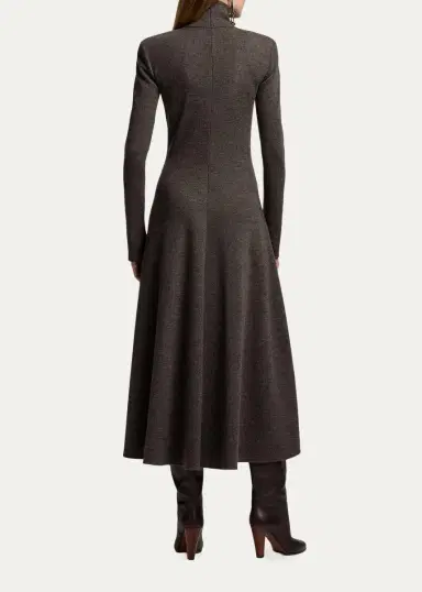 Ralph Lauren Collection Emmerson Turtleneck Tick-Weave Jersey Midi Day Dress | Thumbnail 3