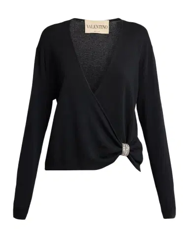 Valentino Garavani Crystal Embroidered Wrap Sweater | Thumbnail 1