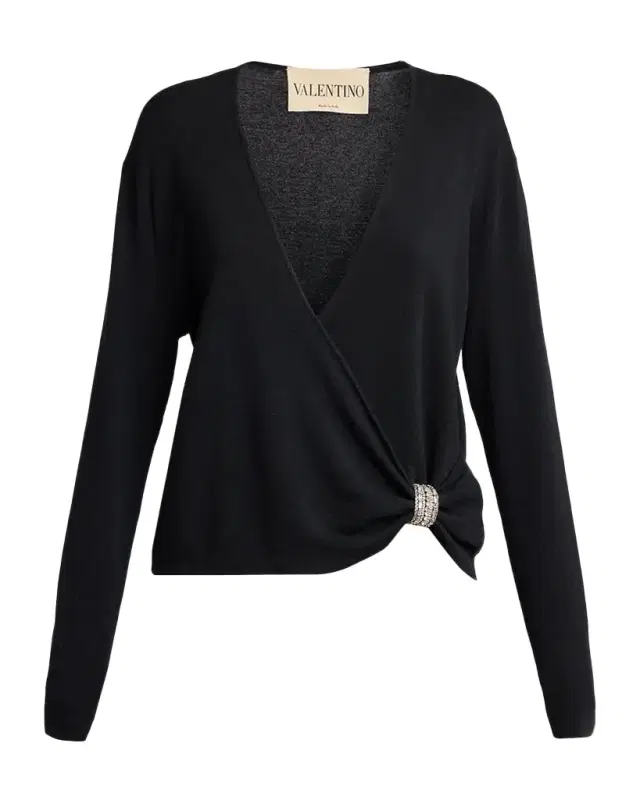 Valentino Garavani Crystal Embroidered Wrap Sweater