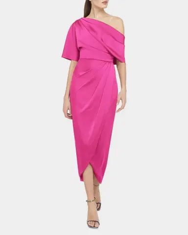 THEIA Rayna Draped One-Shoulder High-Low Gown | Thumbnail 2