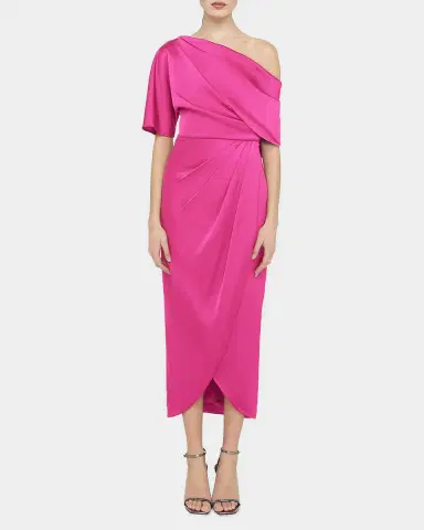 THEIA Rayna Draped One-Shoulder High-Low Gown | Thumbnail 4