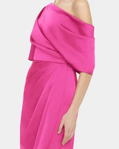 THEIA Rayna Draped One-Shoulder High-Low Gown | Thumbnail 5