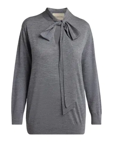 Valentino Garavani Neck-Scarf Wool Knit Sweater | Thumbnail 1 Valentino Garavani Neck-Scarf Wool Knit Sweater | Thumbnail 1