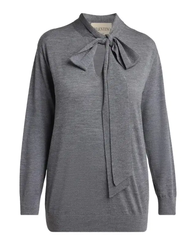 Valentino Garavani Neck-Scarf Wool Knit Sweater
