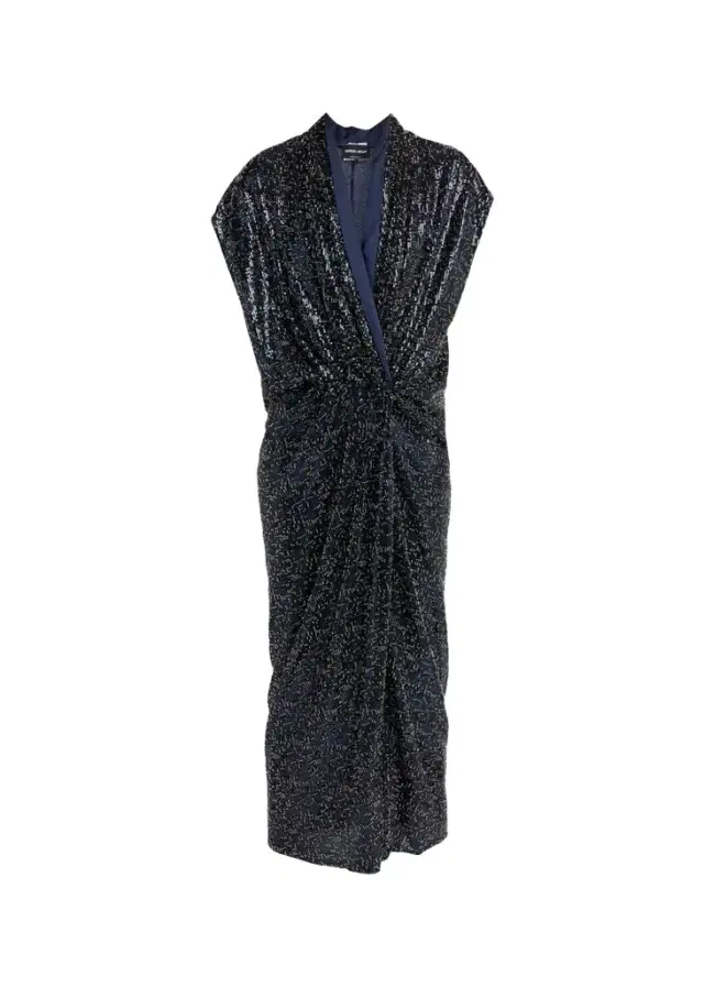 Giorgio Armani Sequined Cap-Sleeve Gathered Dress