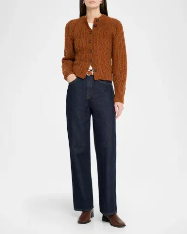 Guest In Residence Sculpted Cashmere-Wool Cable-Knit Cardigan | Thumbnail 2