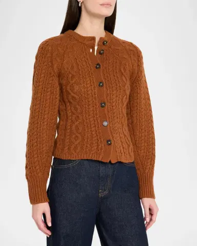 Guest In Residence Sculpted Cashmere-Wool Cable-Knit Cardigan | Thumbnail 4
