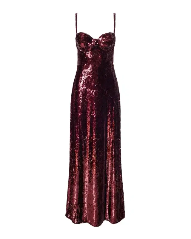 L'Agence Sayla Bias-Cut Sequined Gown