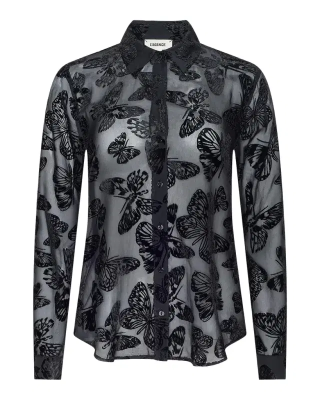 L'Agence Laurent Burnout Velvet Blouse