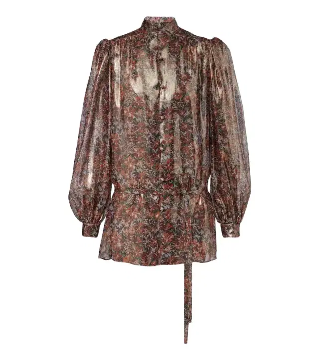 Valentino Floral silk-blend lamé blouse