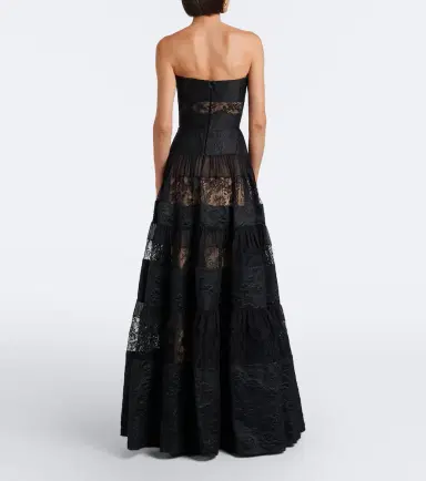 Elie Saab Lace-trimmed floral jacquard gown | Thumbnail 2 Elie Saab Lace-trimmed floral jacquard gown | Thumbnail 2