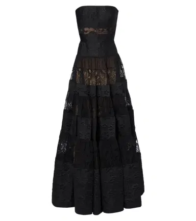 Elie Saab Lace-trimmed floral jacquard gown | Thumbnail 1 Elie Saab Lace-trimmed floral jacquard gown | Thumbnail 1