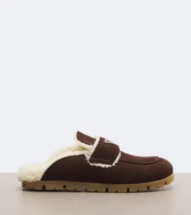 Prada Shearling-lined suede mules | Thumbnail 2