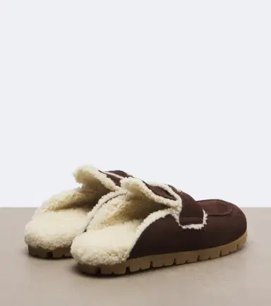 Prada Shearling-lined suede mules | Thumbnail 3