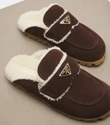 Prada Shearling-lined suede mules | Thumbnail 4