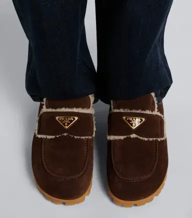 Prada Shearling-lined suede mules | Thumbnail 6