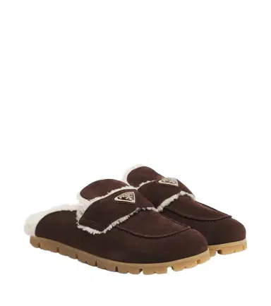 Prada Shearling-lined suede mules | Thumbnail 1