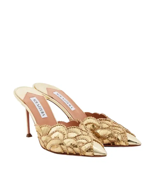 Aquazzura Ce Soir embellished leather mules