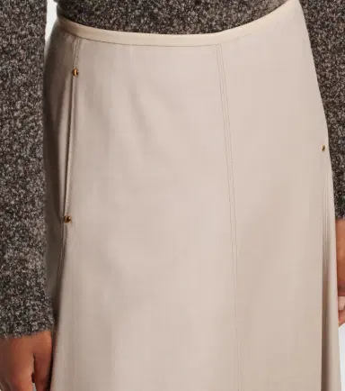 AGNONA Leather-trimmed wool flannel midi skirt | Thumbnail 5