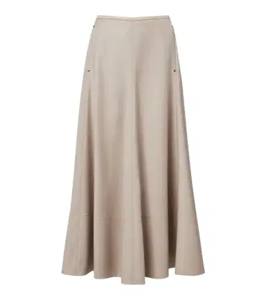 AGNONA Leather-trimmed wool flannel midi skirt | Thumbnail 1