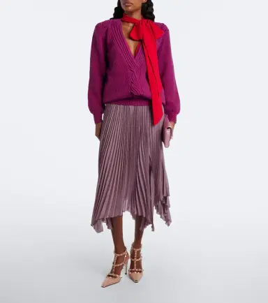 Valentino Asymmetric plissé georgette midi skirt | Thumbnail 2 Valentino Asymmetric plissé georgette midi skirt | Thumbnail 2