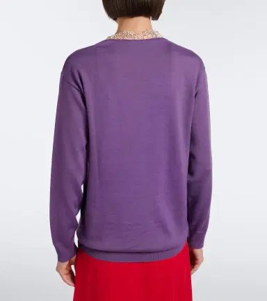 Valentino Lace-trimmed virgin wool sweater | Thumbnail 3