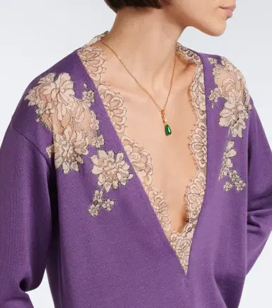 Valentino Lace-trimmed virgin wool sweater | Thumbnail 6