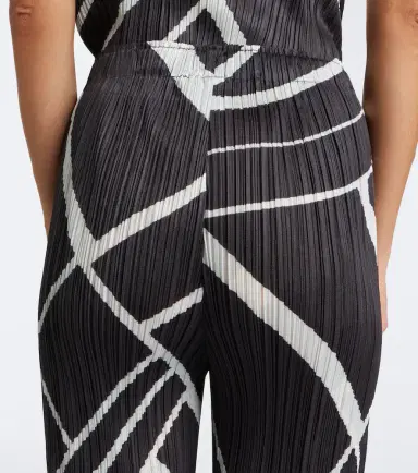 Pleats Please Issey Miyake Fold Line pleated printed wide-leg pants | Thumbnail 3