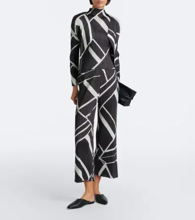Pleats Please Issey Miyake Fold Line pleated printed wide-leg pants | Thumbnail 4