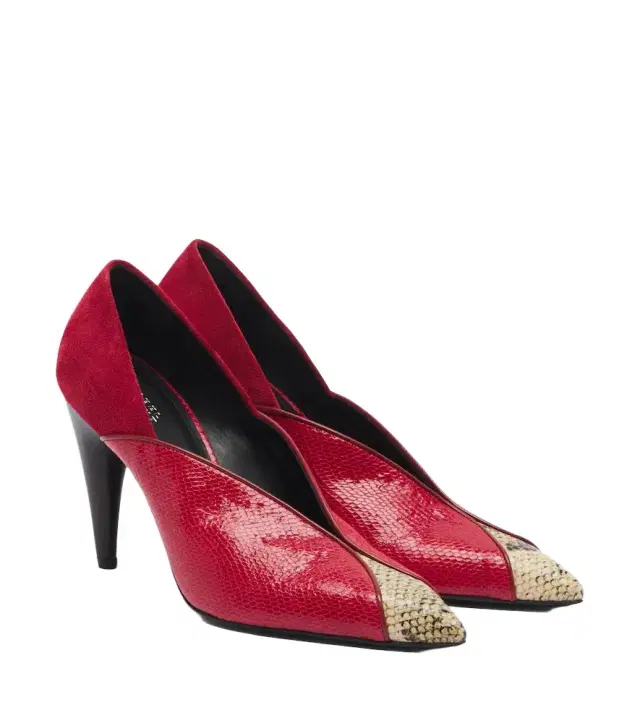 Isabel Marant Luza suede-trimmed snake-effect leather pumps