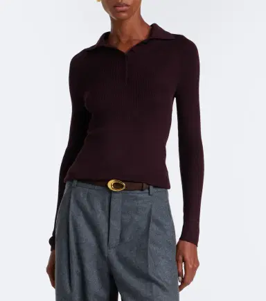 Vince Ribbed-knit wool and silk polo sweater | Thumbnail 5