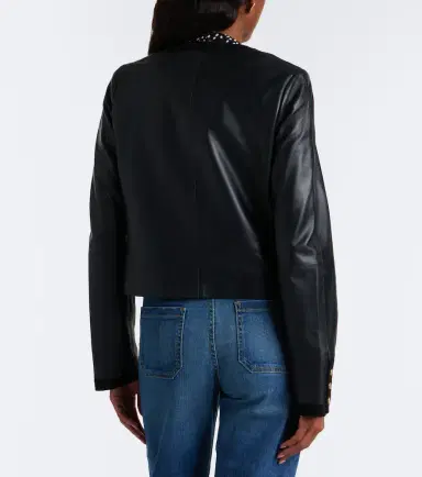 Vince Suede-trimmed leather jacket | Thumbnail 3
