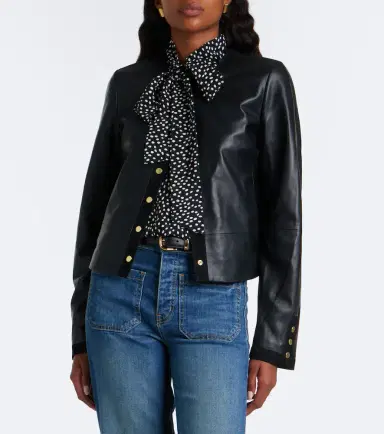 Vince Suede-trimmed leather jacket | Thumbnail 5