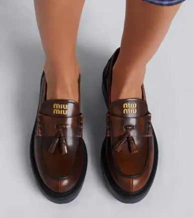 Miu Miu Leather platform loafers | Thumbnail 5