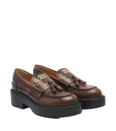Miu Miu Leather platform loafers | Thumbnail 1