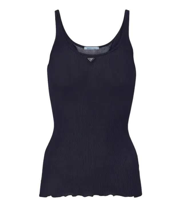 Prada Ribbed-knit silk tank top
