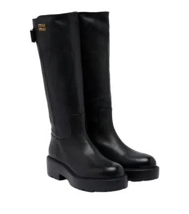 Miu Miu Leather knee-high boots | Thumbnail 1