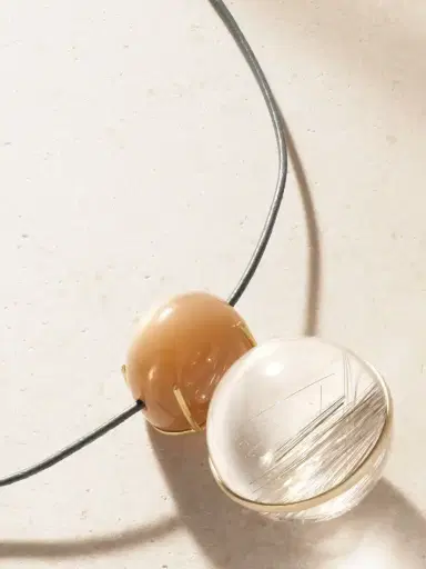 Marisa Klass 18-karat Gold, Moonstone, Rutilated Quartz And Leather Necklace | Thumbnail 1 Marisa Klass 18-karat Gold, Moonstone, Rutilated Quartz And Leather Necklace | Thumbnail 1