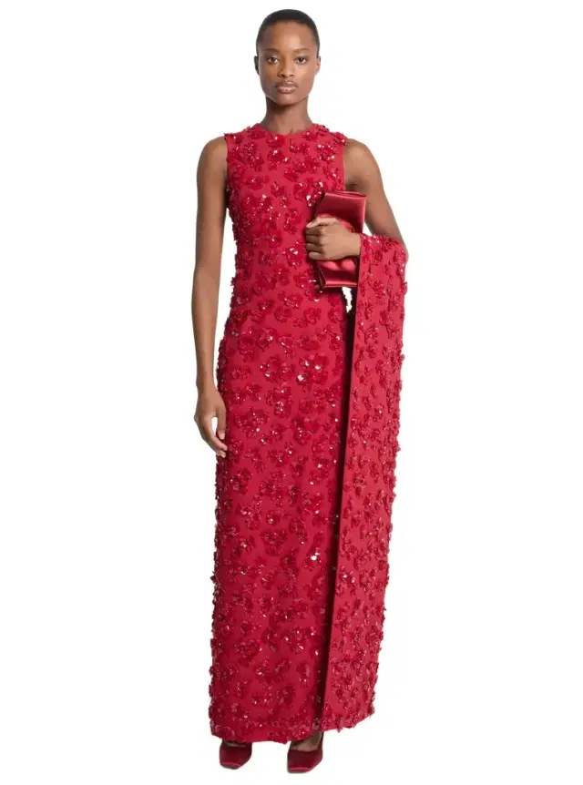 Michael Kors Collection Hand-Embroidered Floral Double Crepe Sablé Gown