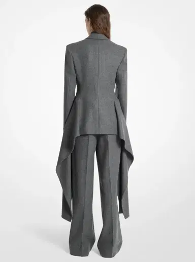 Michael Kors Collection Wool Flannel Belted Cascade Blazer | Thumbnail 2 Michael Kors Collection Wool Flannel Belted Cascade Blazer | Thumbnail 2