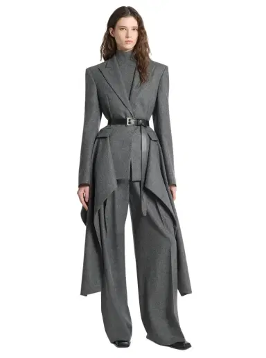 Michael Kors Collection Wool Flannel Belted Cascade Blazer | Thumbnail 1 Michael Kors Collection Wool Flannel Belted Cascade Blazer | Thumbnail 1